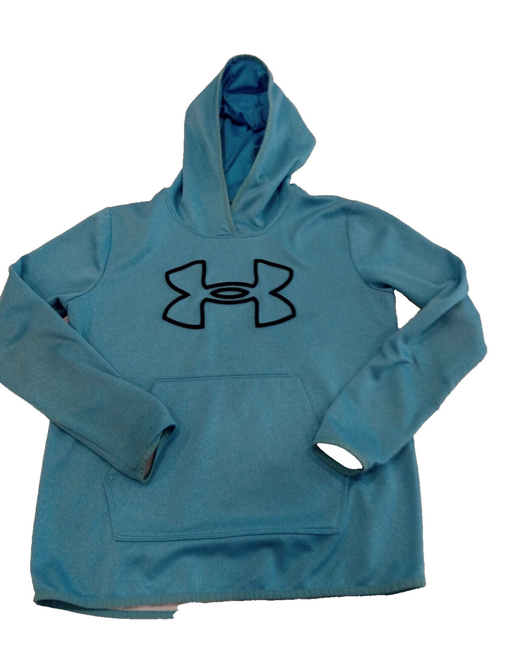 Under Armour Hoodie Womens Small S Blue Black Logo Loose Fit Long Sleeve Top